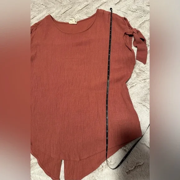 Perch by Blu Pepper Rust Blouse with Back Buttons and Tie Sleeves - Picture 3 of 10